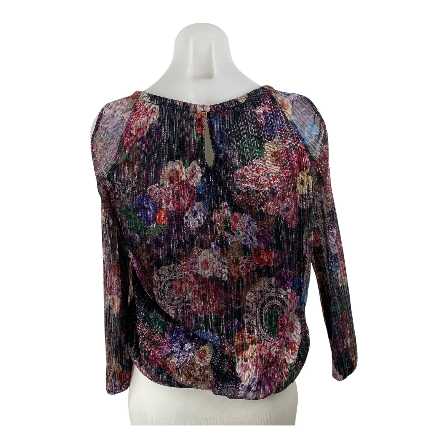 INC International Concepts Multicolor Floral Cold Shoulder Peasant Blouse Top XS - Image 4