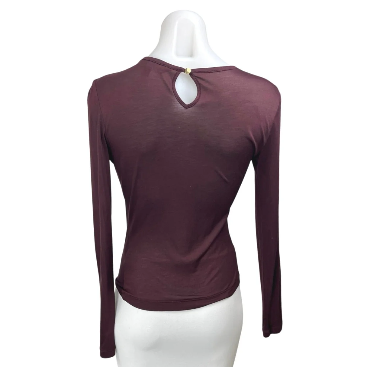 Intermix Purple Long Sleeve Pleated Ruched Slim Fit Crop Blouse Shirt Top Size S - Image 2
