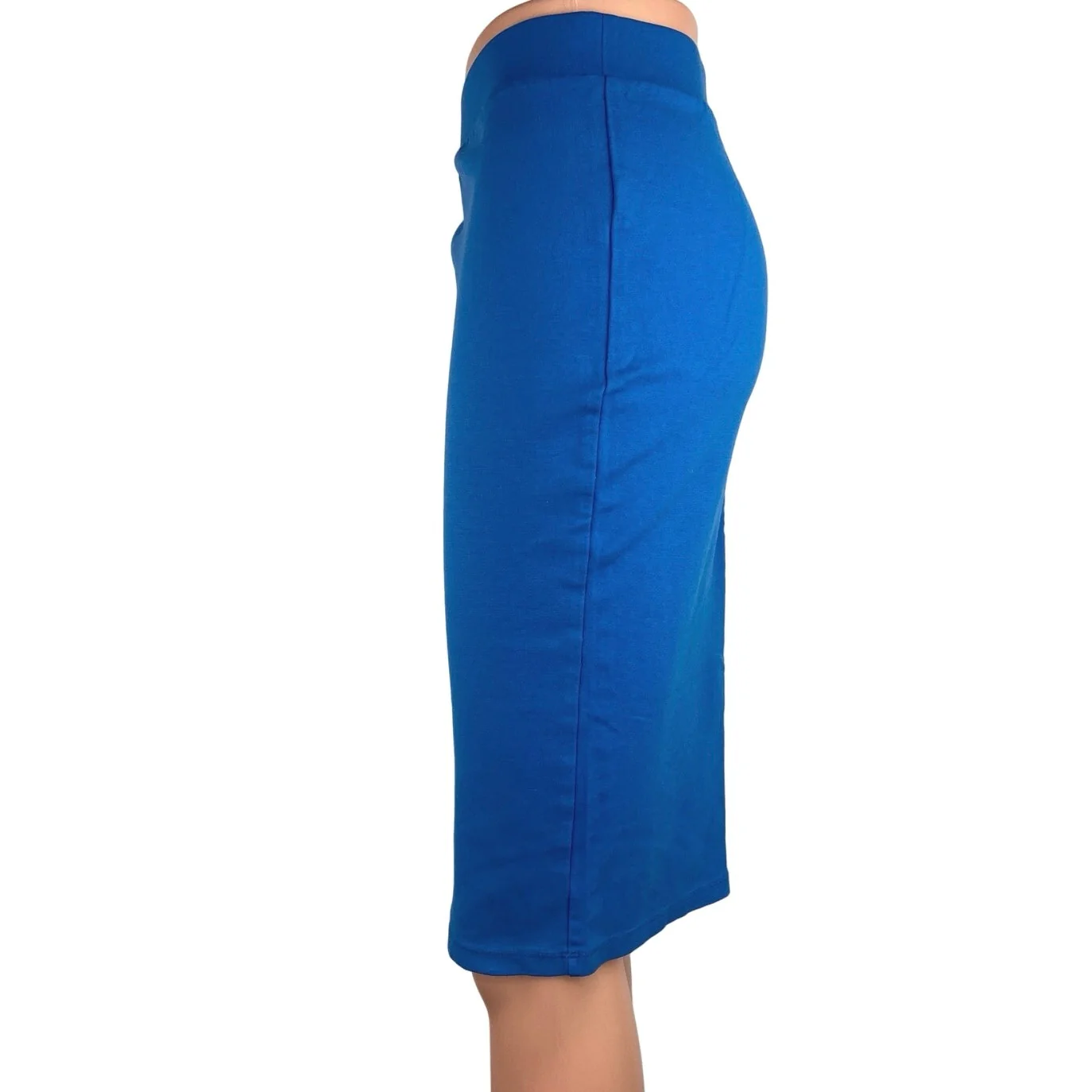 Iris Blue Knee Length Elastic Waist Pull On Career Business Pencil Skirt Size M - Image 2