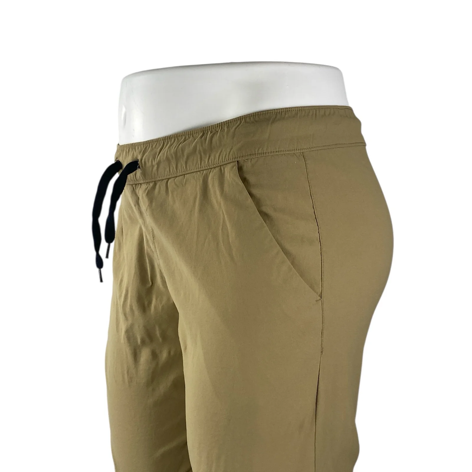Iron Co Women's Tan Khaki High Rise Drawstring Jogger Tapered Trousers Pants L - Image 2