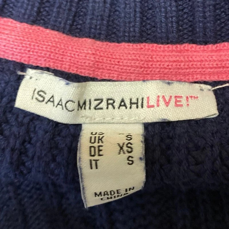 Isaac Mizrahi Men's Blue Cable Knit Crewneck Long Sleeve Sweatshirt Sweater XS - Image 3