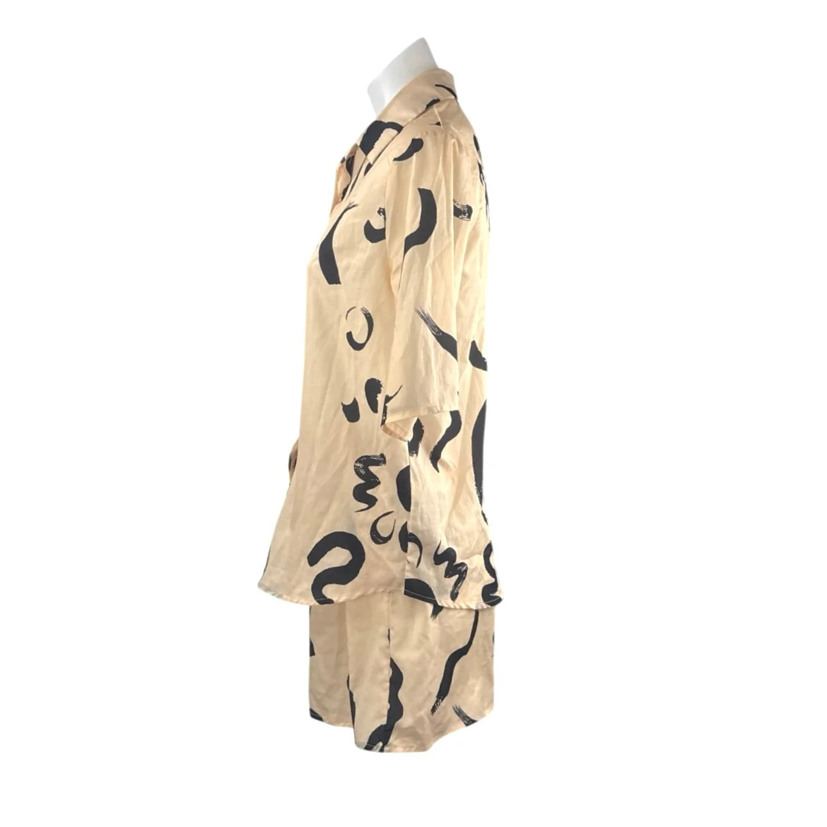 Isalis Women's Brush Stroke Graffiti Button Up Shirt Wide Leg Short Casual Set S - Image 2