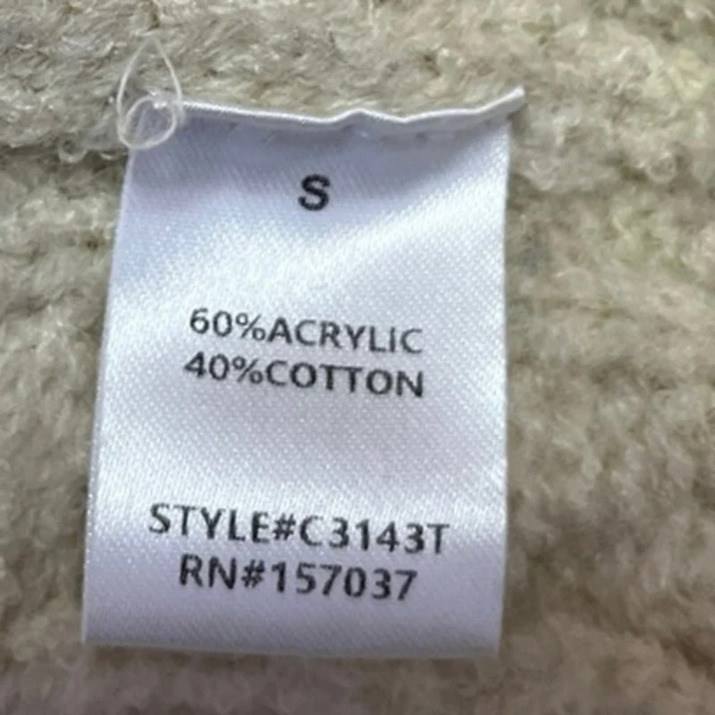 Isalis Women's Cream Cable Knit Foldover Turtleneck Crop Sweater Top Size S - Image 4