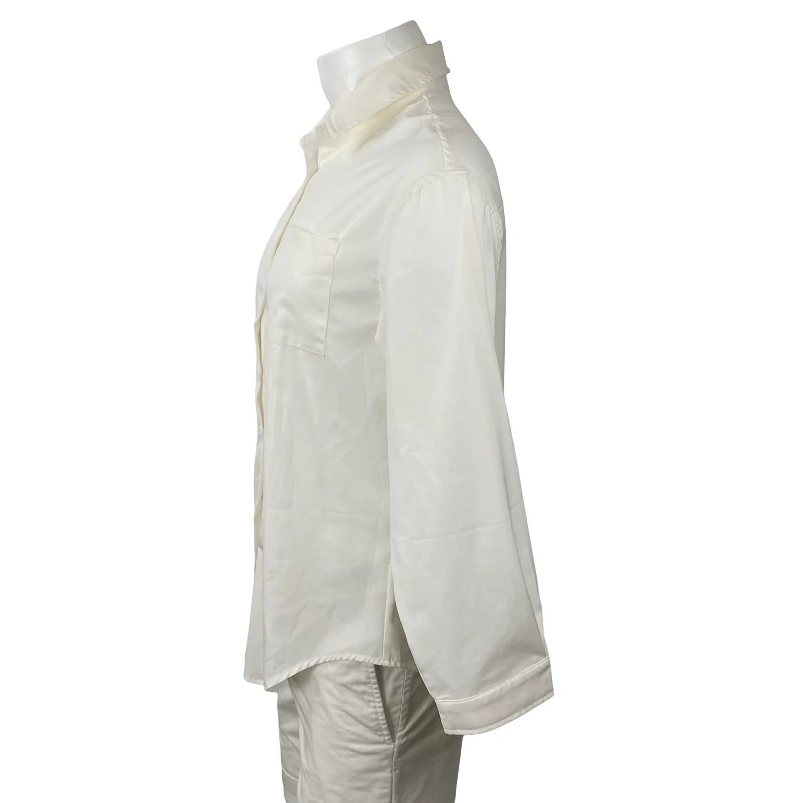It Men's White Collared Long Sleeve Chest Pocket Casual Button Down Shirt Top S - Image 2