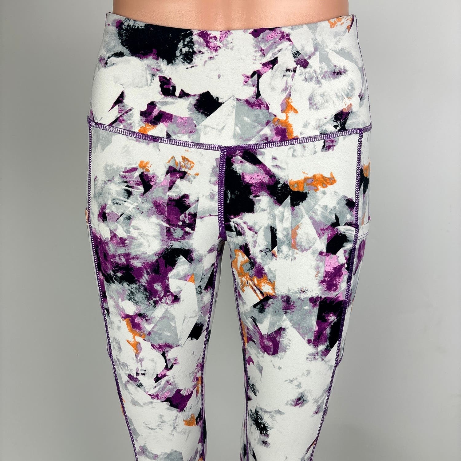 IUGA Pockets Printed Crystal Purple Abstract Print Pocket Yoga Leggings Size S - Image 4