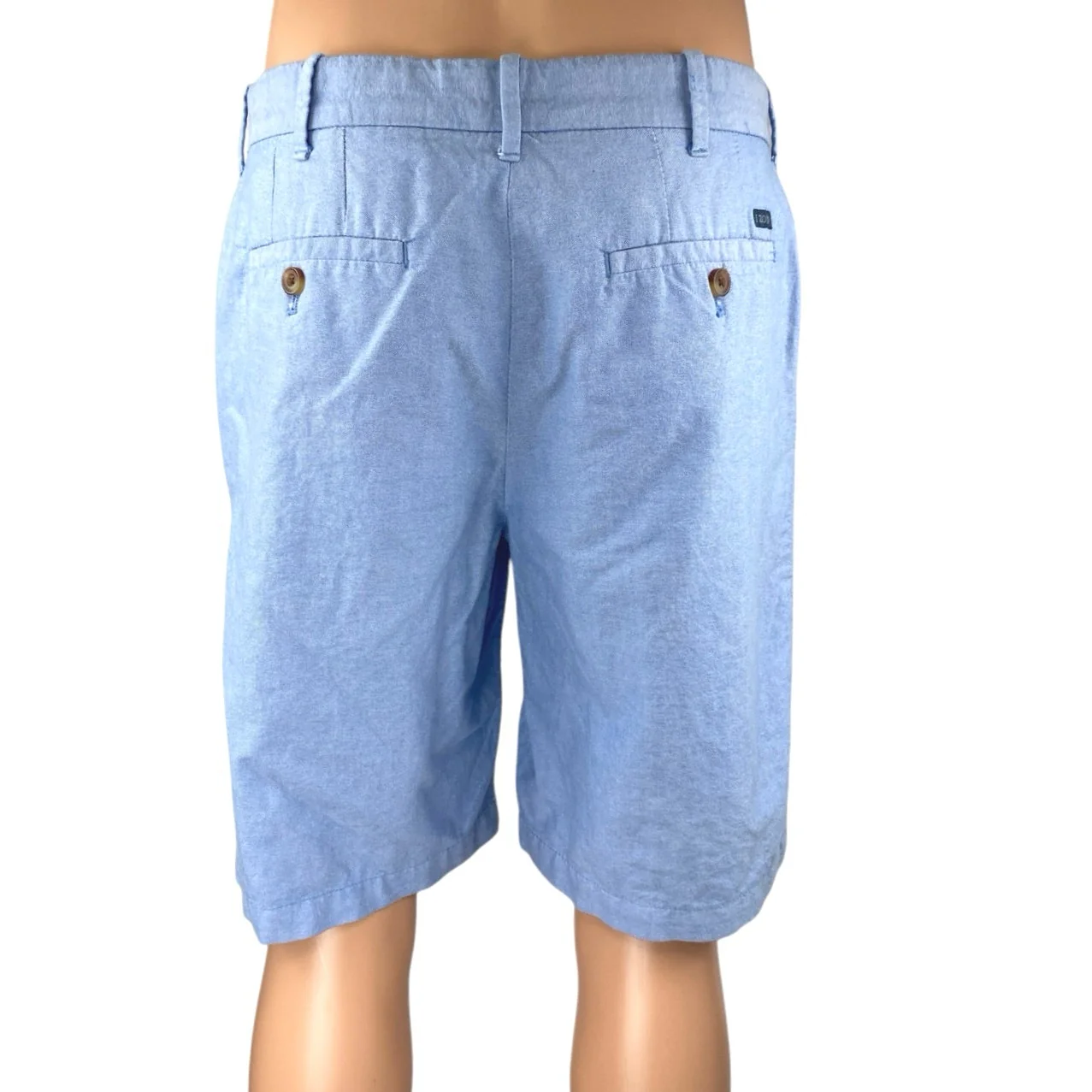 Izod Newport Oxford Men's Blue Cotton Chambray Lightweight Chino Shorts Size 33 - Image 3