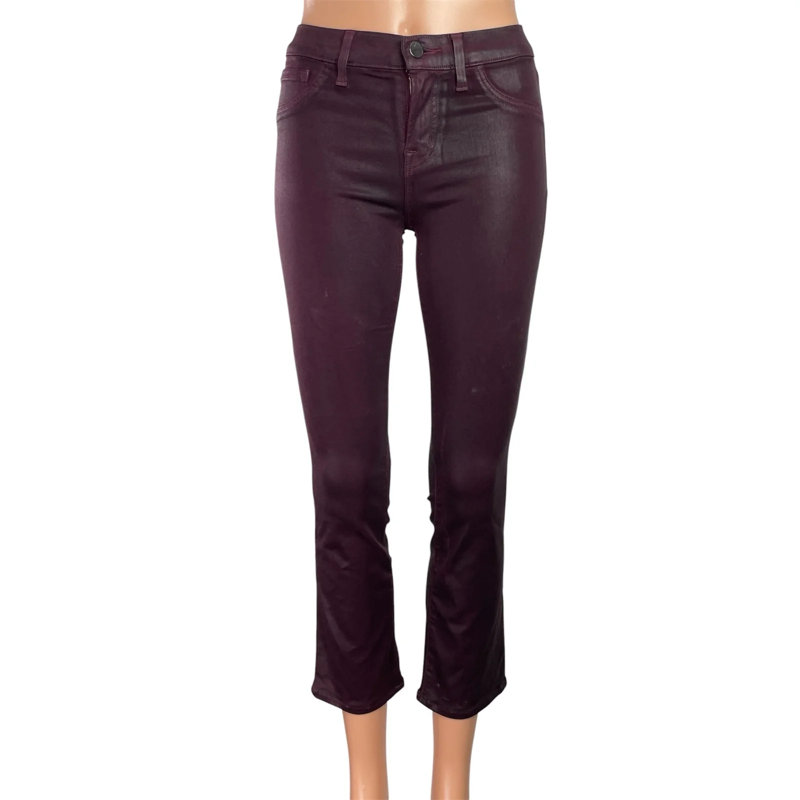 J Brand Maria Purple Faux Leather Metallic Skinny Leg Jeans Trousers Pants Sz S