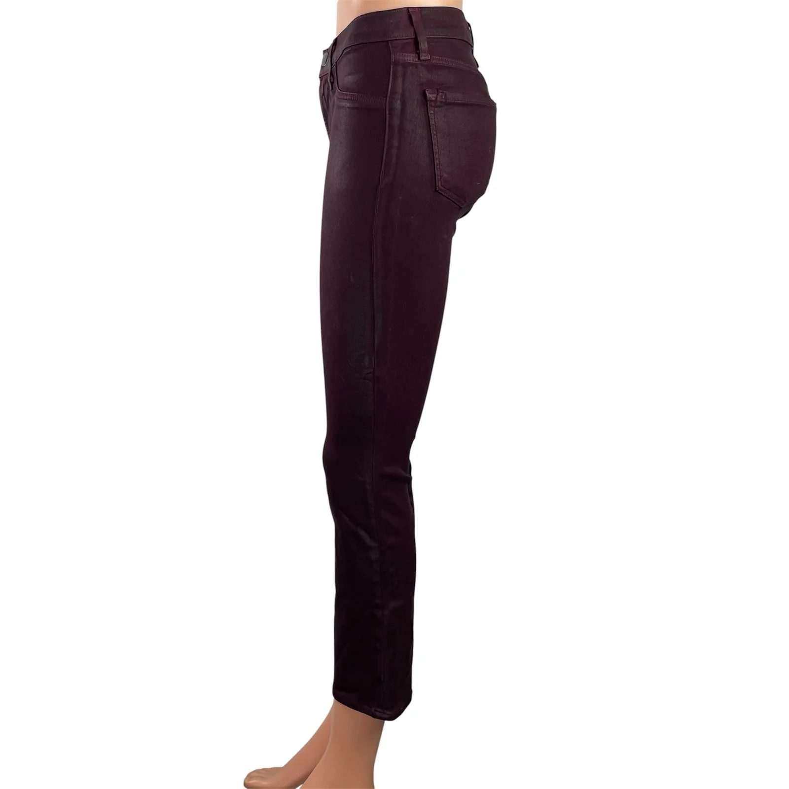 J Brand Maria Purple Faux Leather Metallic Skinny Leg Jeans Trousers Pants Sz S - Image 2
