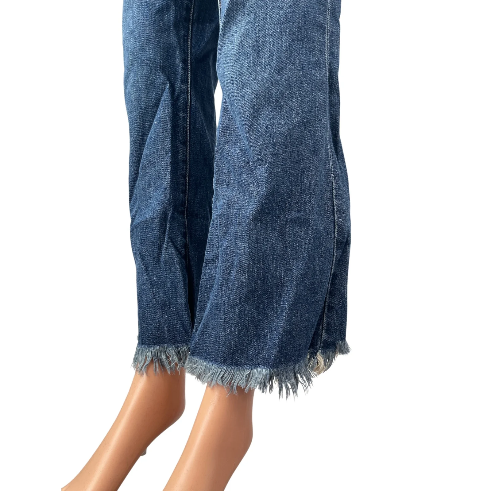J. Brand Women's Blue Raw Frayed Hem High Rise Straight Denim Jeans Pants Sz 27 - Image 4