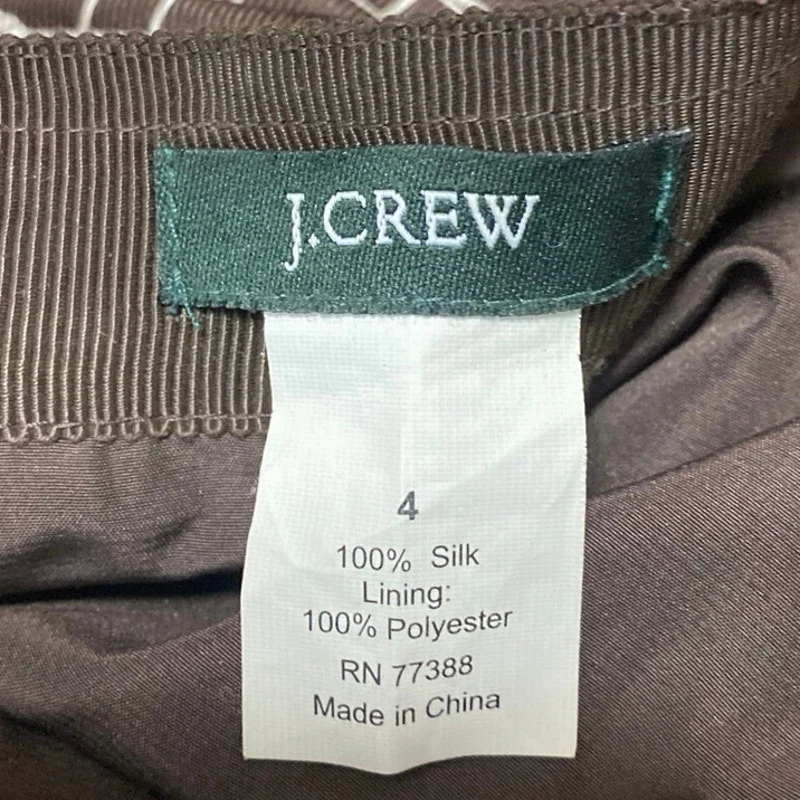 J.Crew 100% Silk Satin Brown Equestrian Print Pleated Knee Length A-Line Skirt 4 - Image 4