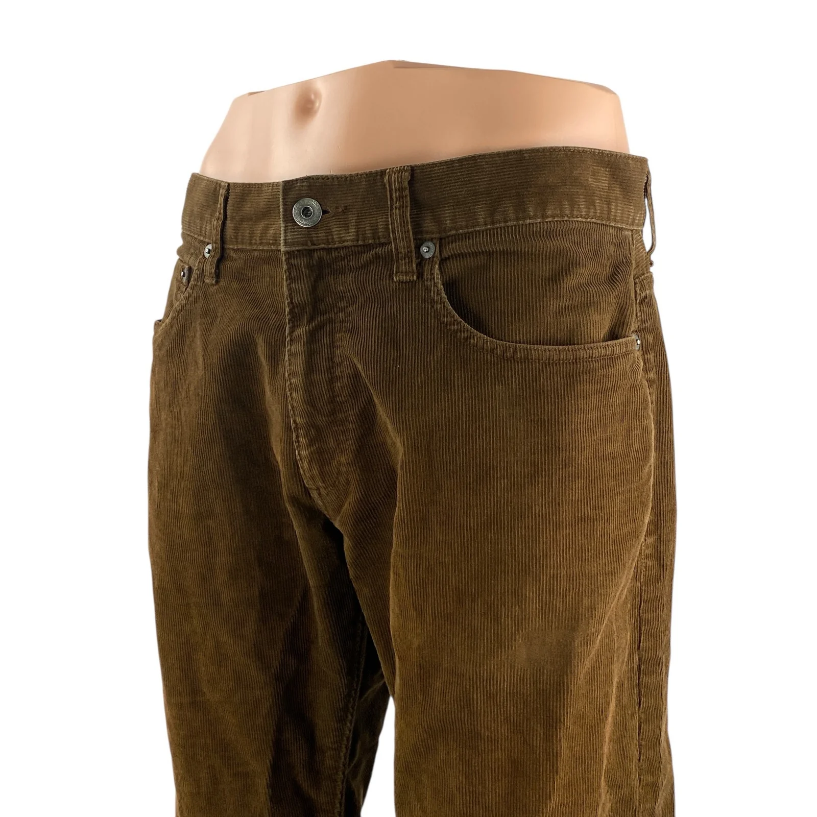 J.Crew 484 Slim Fit Mens Brown Corduroy Mid Rise Straight Trousers Pants Size 32 - Image 2