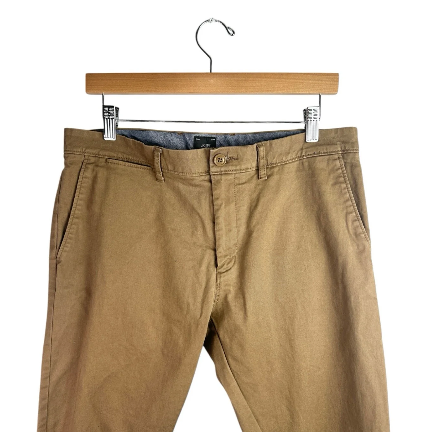 J.Crew 484 Slim Men's Tan Khaki High Waist Straight Leg Trousers Chino Pants 33 - Image 3