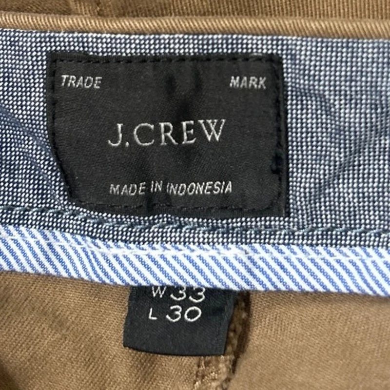 J.Crew 484 Slim Men's Tan Khaki High Waist Straight Leg Trousers Chino Pants 33 - Image 4