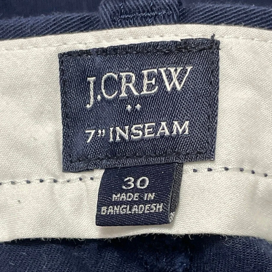 J.Crew 7" Men's Navy Blue Mid Rise Chino Khaki Straight Casual Mini Shorts 30 - Image 4