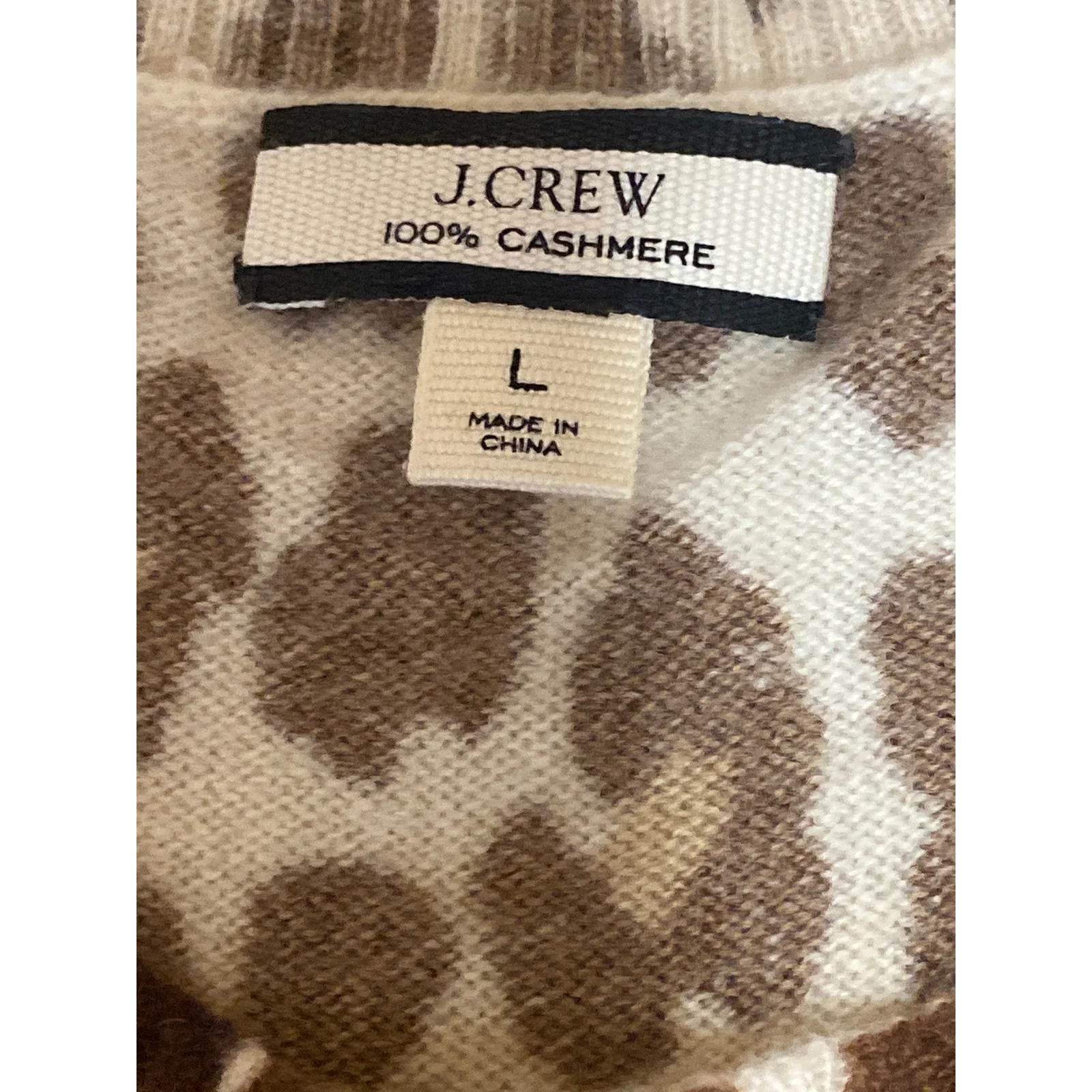 J.Crew Beige Leopard 100% Cashmere Sleeveless Knit Sweater Vest Tank Top Size L - Image 5