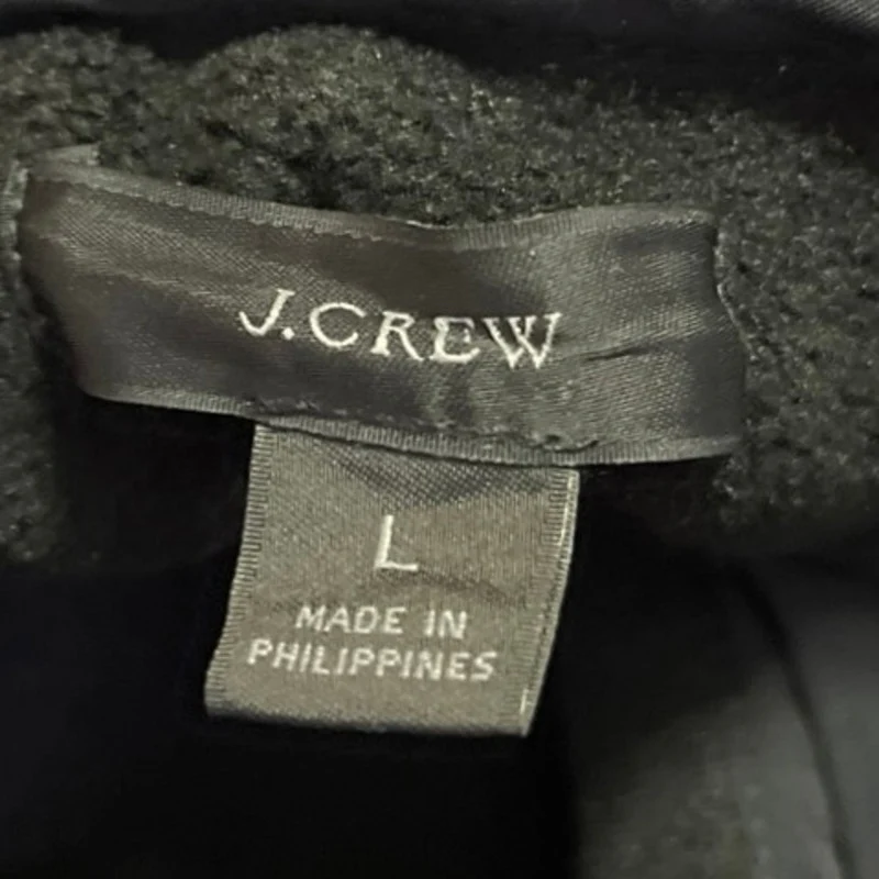 J.Crew Black Faux Shearling Teddy Sherpa Button Down Pockets Sweater Jacket Sz L - Image 3