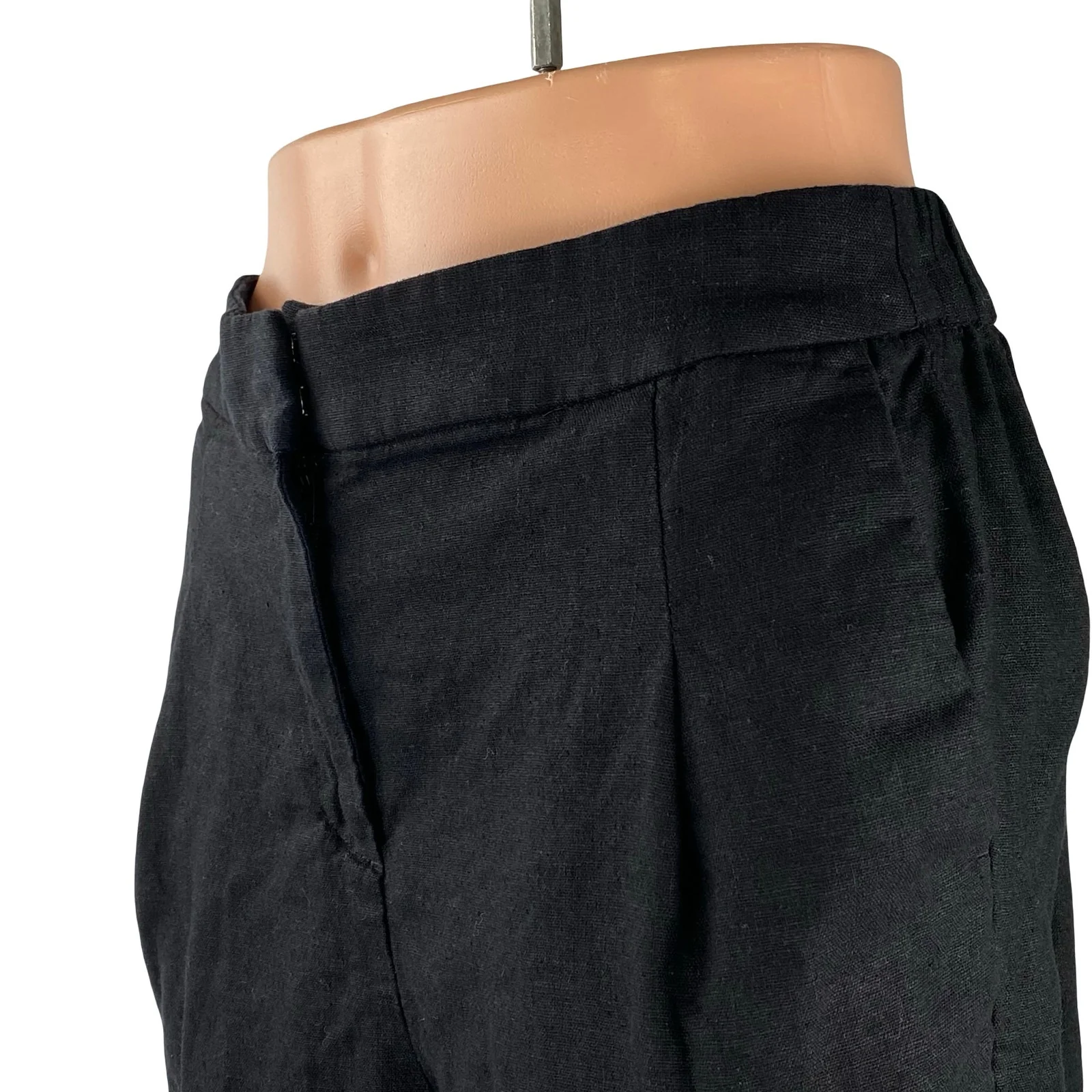 J.Crew Black Linen Pleated High Rise Casual Lounge Wide Leg Summer Shorts Size 6 - Image 3