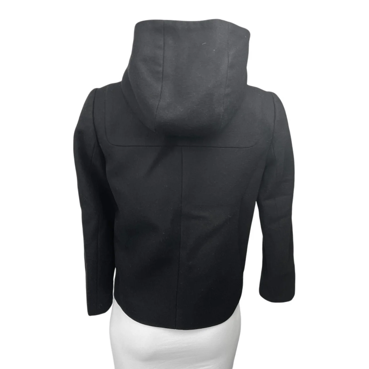 J.Crew Black Merino Wool Hoodie Hooded Zip Up Long Sleeve Coat Jacket Size 2P - Image 2