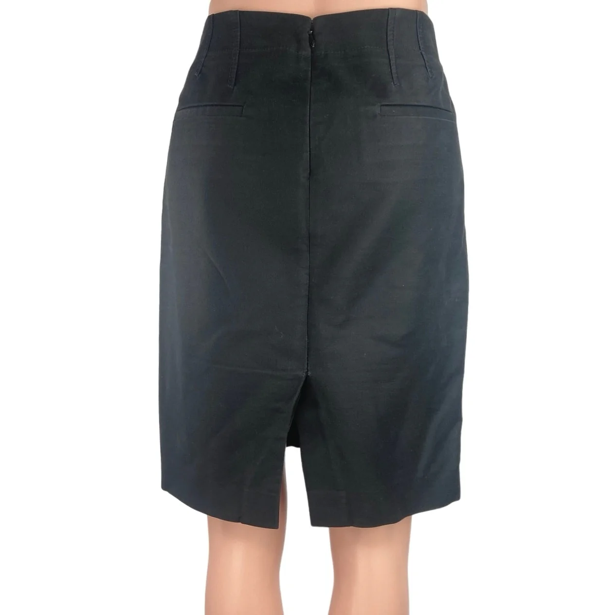 J.Crew Black Twill Straight Pencil Career Office Business Knee Length Skirt 0 - Image 3