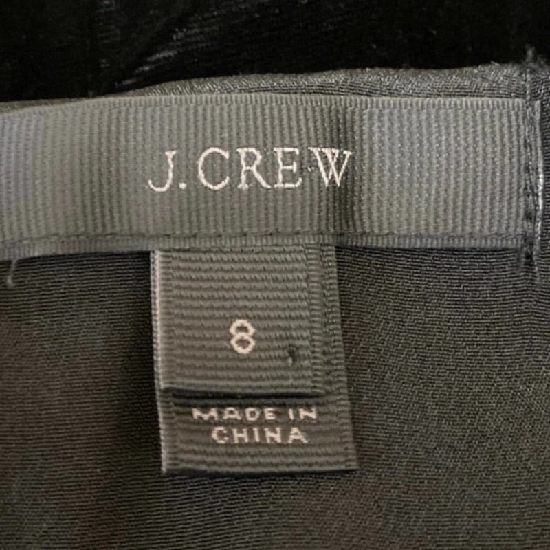 J.Crew Black Velvet Velour Sleeveless V Neck Ruffle Cami Camisole Tank Top Sz 8 - Image 4