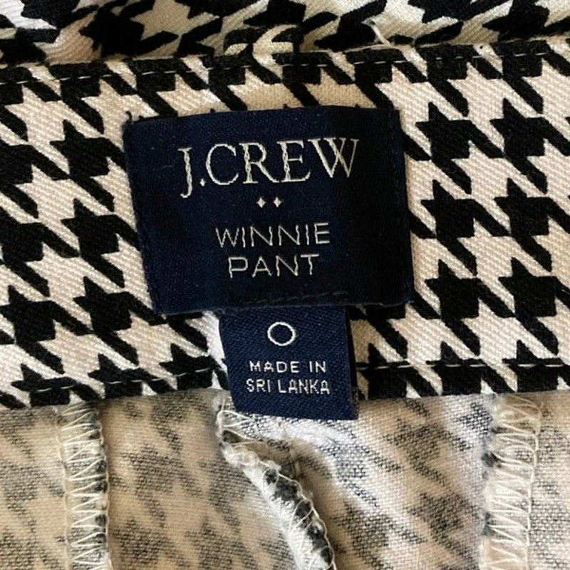 J. Crew Black White Winnie Hounsdtooth Stretch Cotton Crop Career Office Pants 0 - Image 4