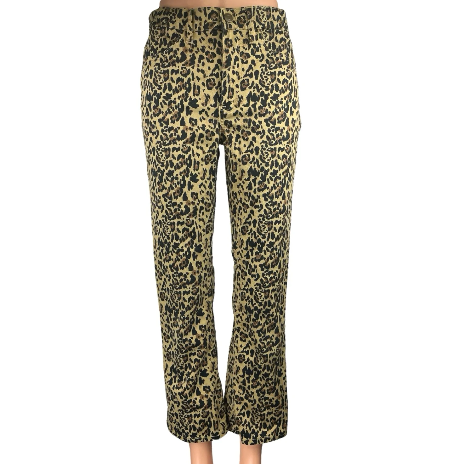 J.Crew Brown Black Leopard Animal Print Straight Bootcut Trouser Pants Jeans 27