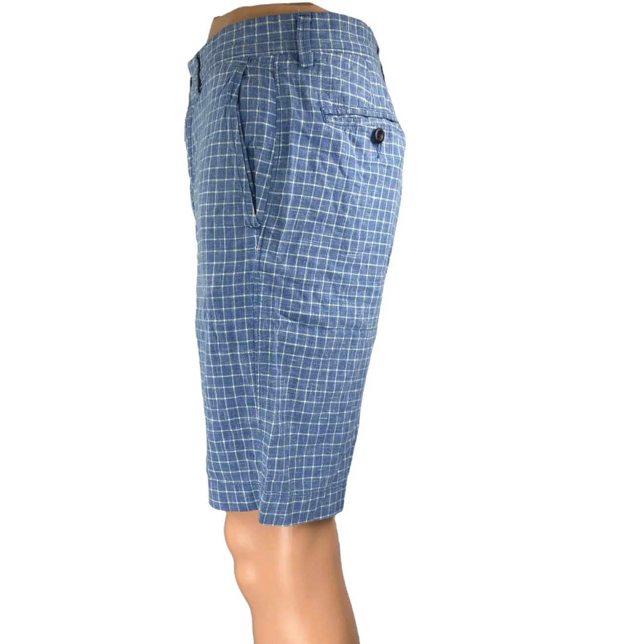 J.Crew Club Men's Blue Plaid Straight Bermuda Golf Chino Khaki Shorts Size 30 - Image 2