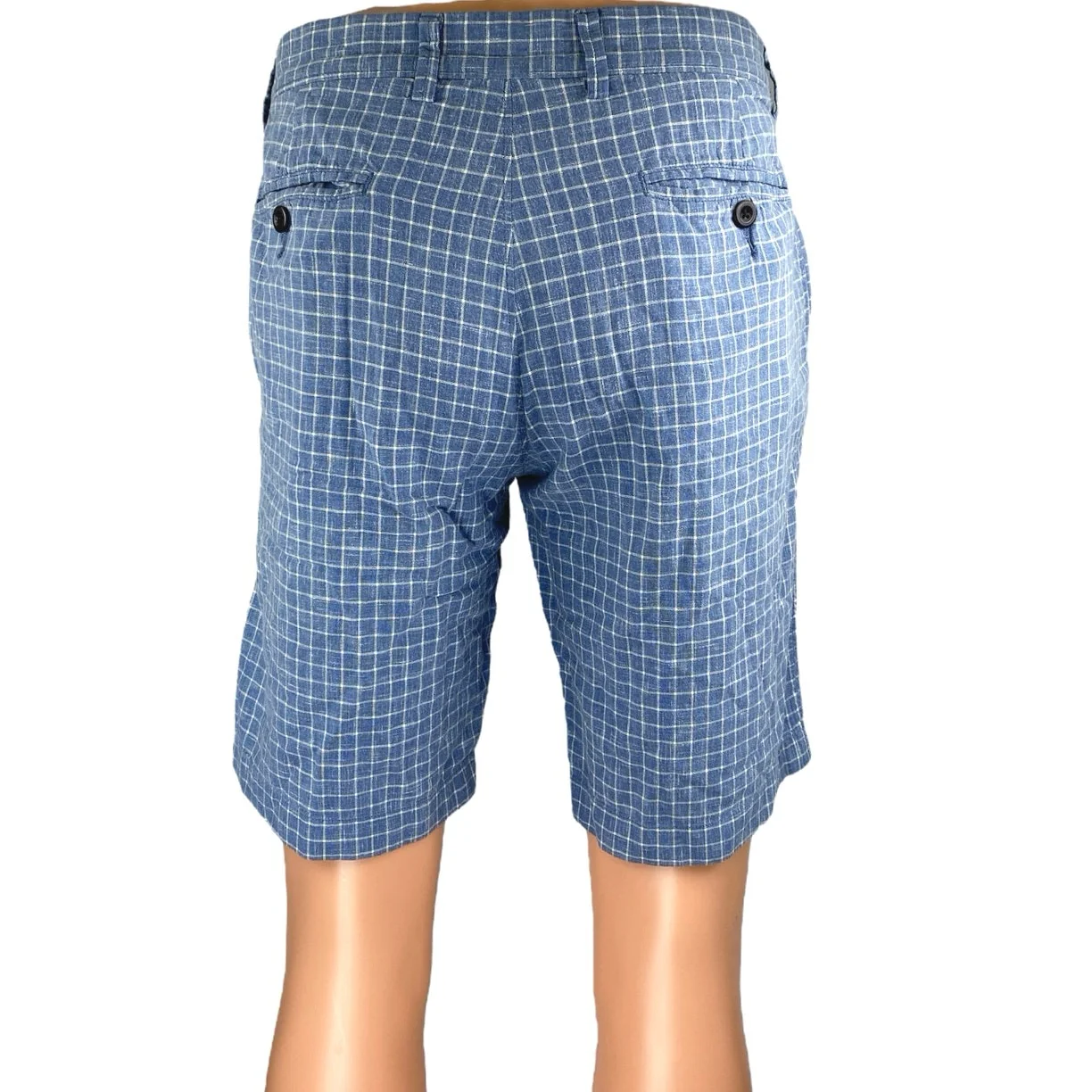 J.Crew Club Men's Blue Plaid Straight Bermuda Golf Chino Khaki Shorts Size 30 - Image 3