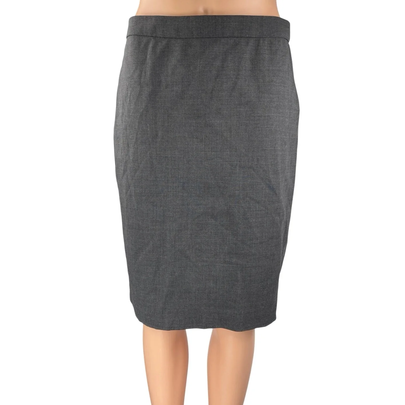 J.Crew Dark Gray Wool High Waist Zipper Knee Length Straight Pencil Skirt Size 2