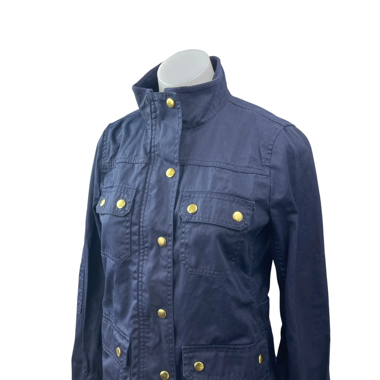 J.Crew Downtown Blue Long Sleeve Boyfriend Military Utility Field Coat Jacket XS - Image 2