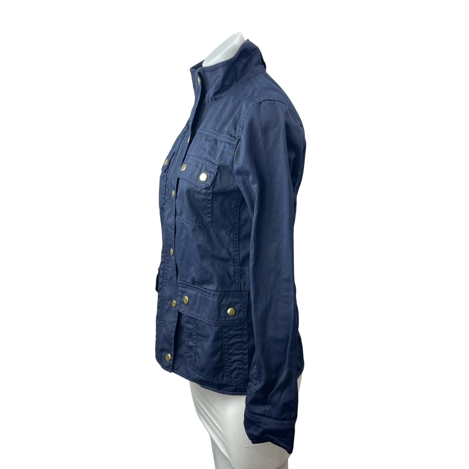 J.Crew Downtown Blue Long Sleeve Boyfriend Military Utility Field Coat Jacket XS - Image 3