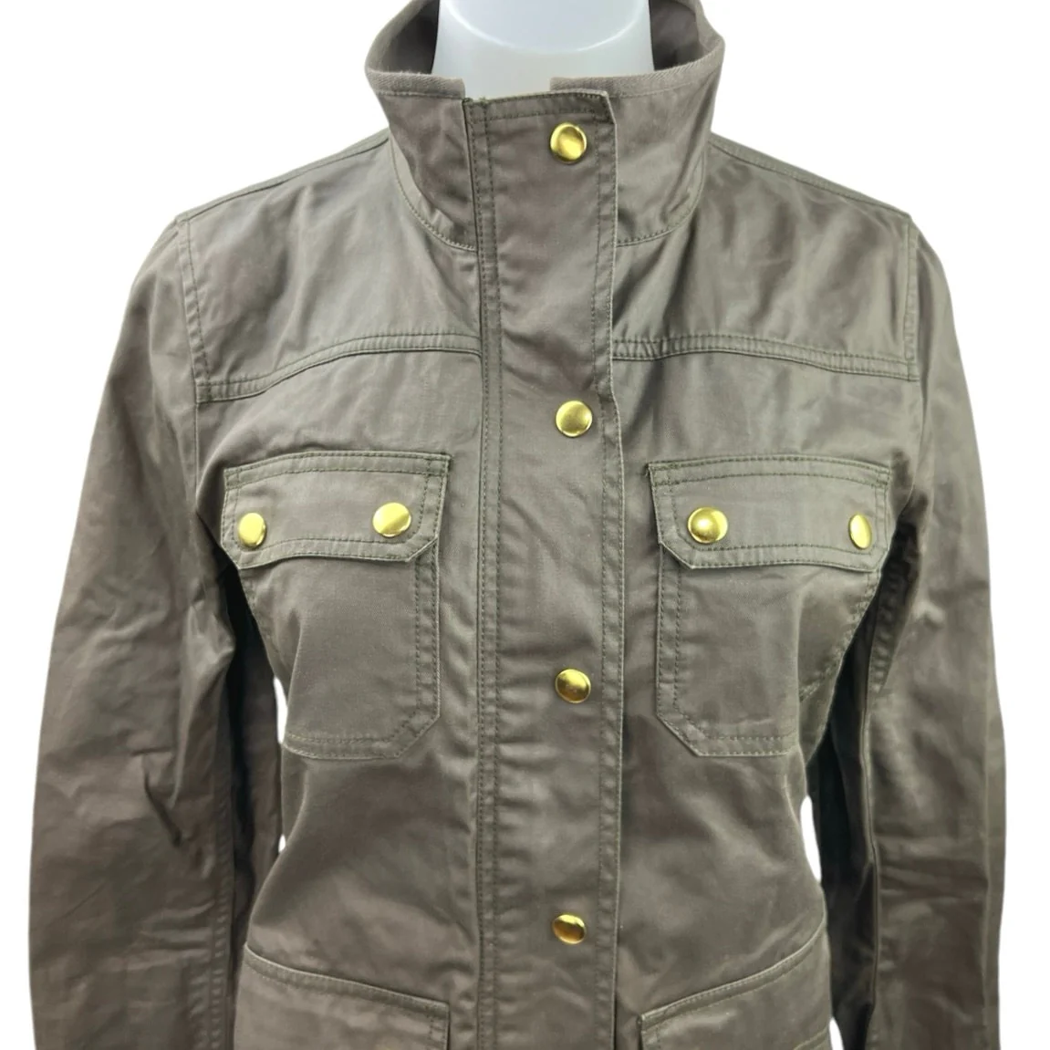 J.Crew Downtown Field Womens Green Button Down Military Utility Anorak Jacket XS - Image 3