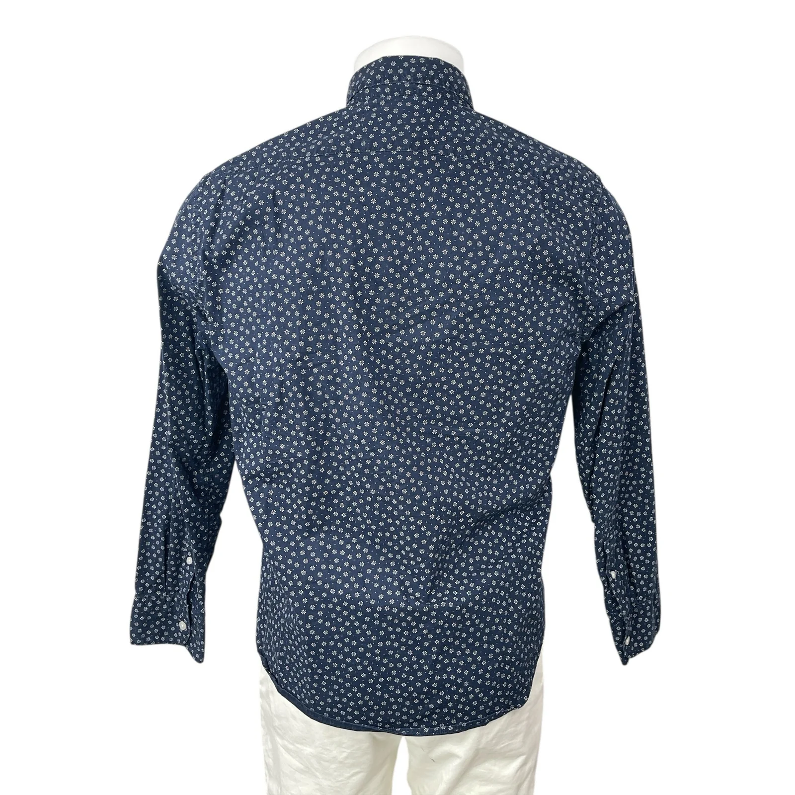 J.Crew Flex Men's Blue Floral Slim Untucked Long Sleeve Button Down Shirt Top M - Image 2