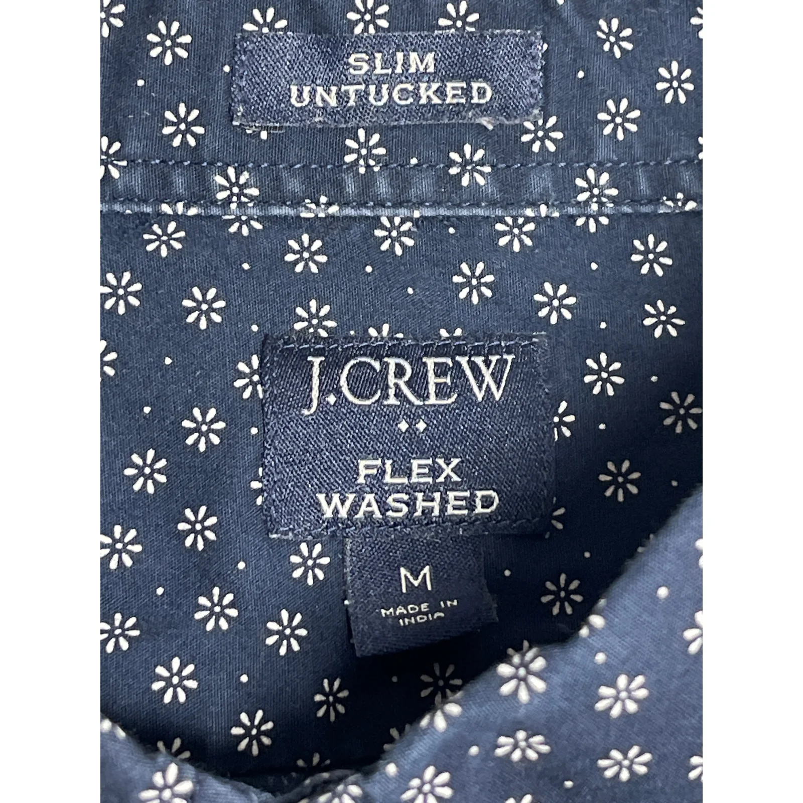 J.Crew Flex Men's Blue Floral Slim Untucked Long Sleeve Button Down Shirt Top M - Image 3