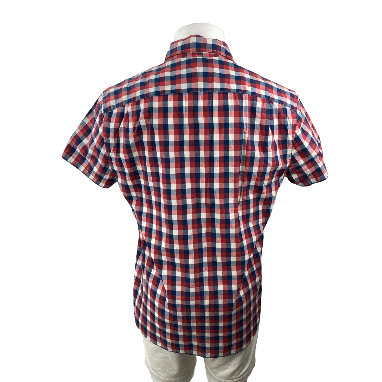 J.Crew Flex Washed Men's Red Gingham Check Short Sleeve Button Up Shirt Top L - Image 4