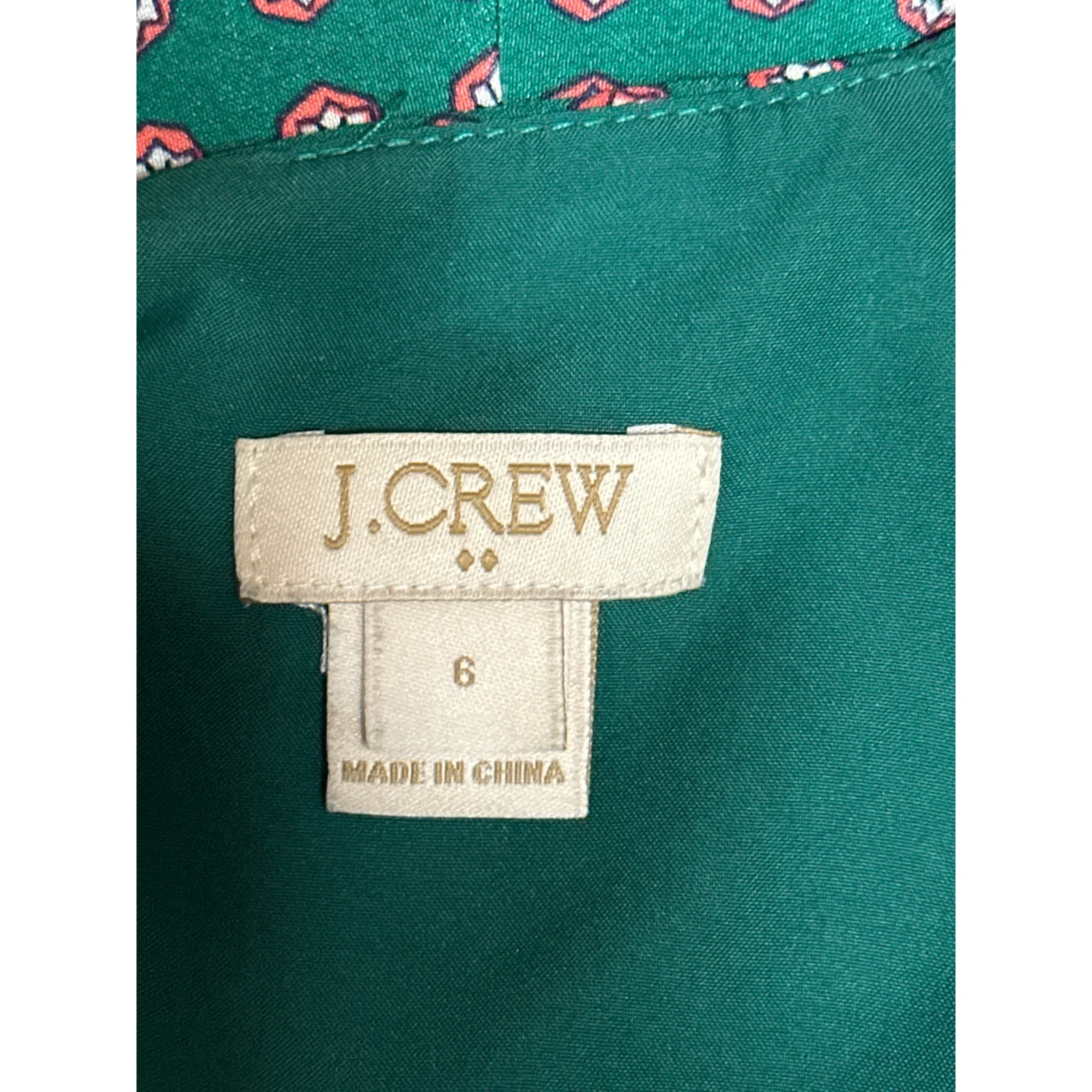 J. Crew Floral Gallery Green Polka Dots Paisley Short Sleeve Mini Shift Dress 6 - Image 3