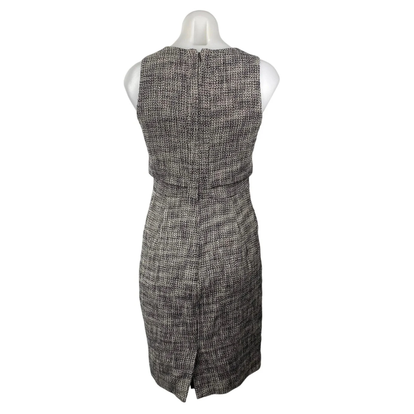 J.Crew Going Places Black Gray Tweed Pocket Sleeveless Layered Sheath Dress Sz 2 - Image 3