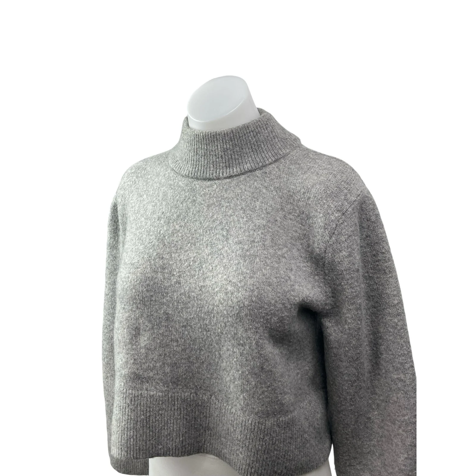 J.Crew Gray Alpaca Wool Mock Neck Long Sleeve Crop Sweatshirt Sweater Top Sz XXS - Image 3