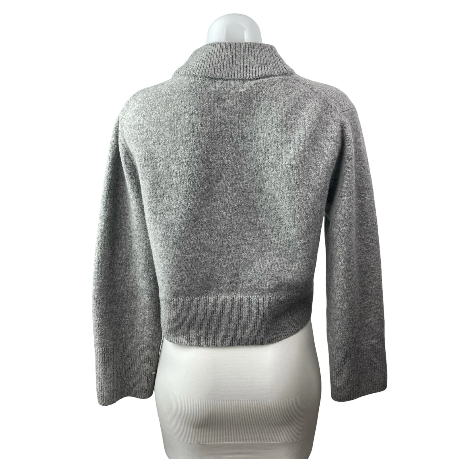 J.Crew Gray Alpaca Wool Mock Neck Long Sleeve Crop Sweatshirt Sweater Top Sz XXS - Image 4