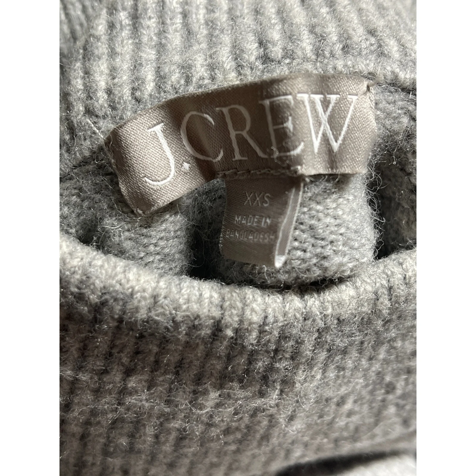 J.Crew Gray Alpaca Wool Mock Neck Long Sleeve Crop Sweatshirt Sweater Top Sz XXS - Image 5
