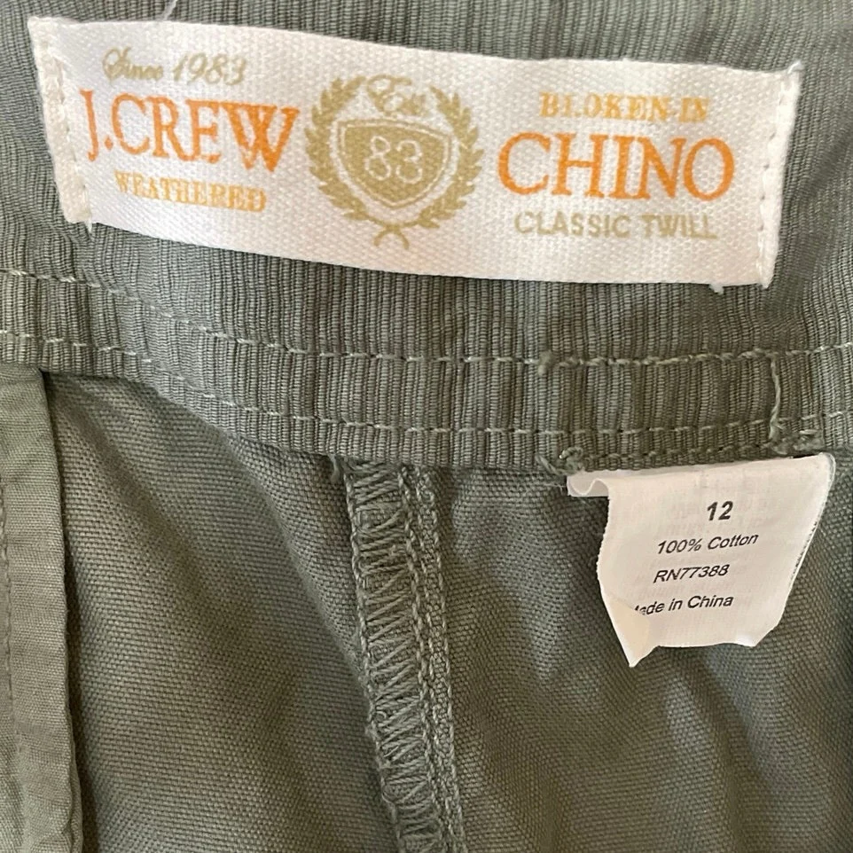 J.Crew Green Mid Rise Belt Buckle Classic Twill Utility Chino Mini Shorts Sz 12 - Image 4