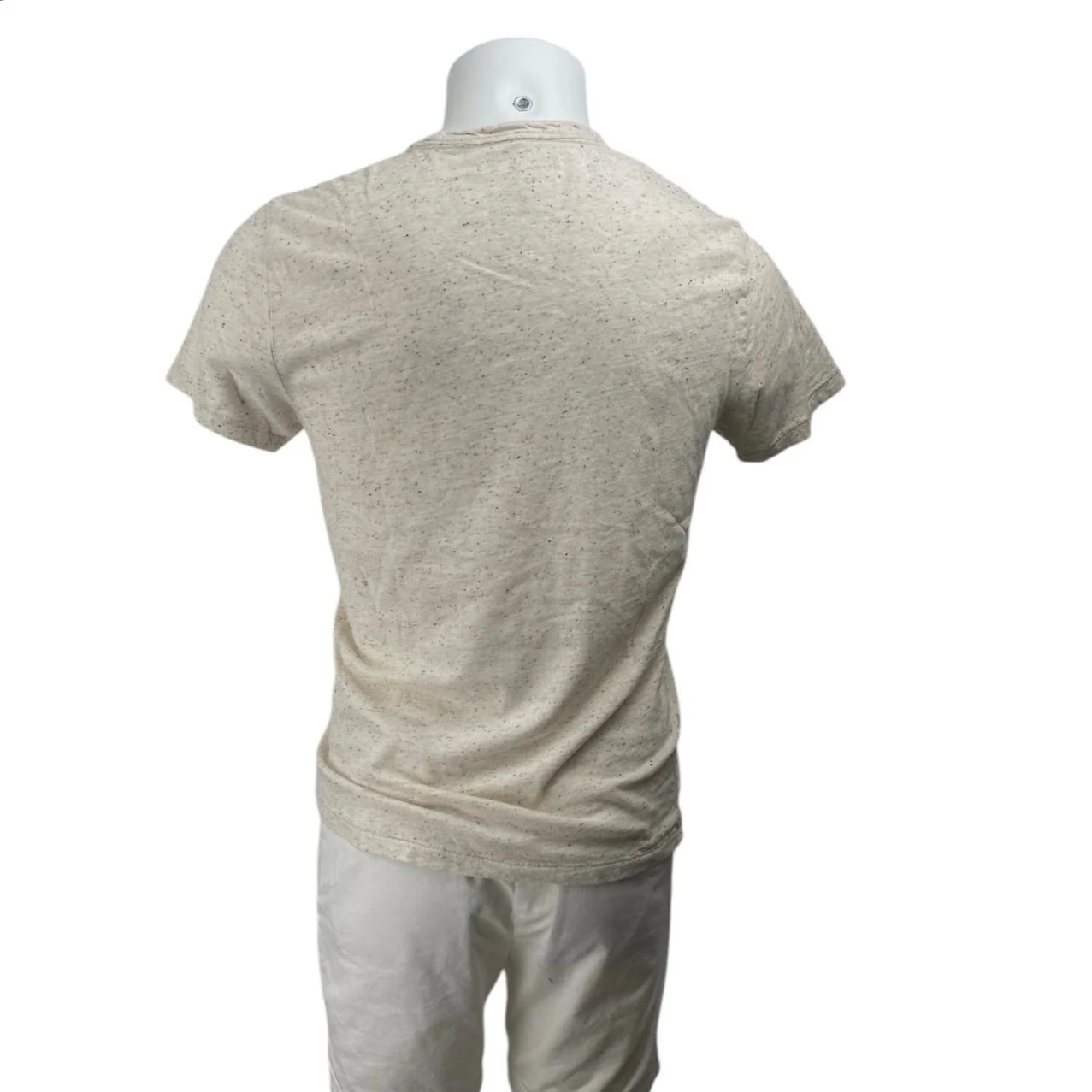 J.Crew Men's Beige Short Sleeve Speckled Crew Neck Pocket T Shirt Tee Top Sz S - Image 3