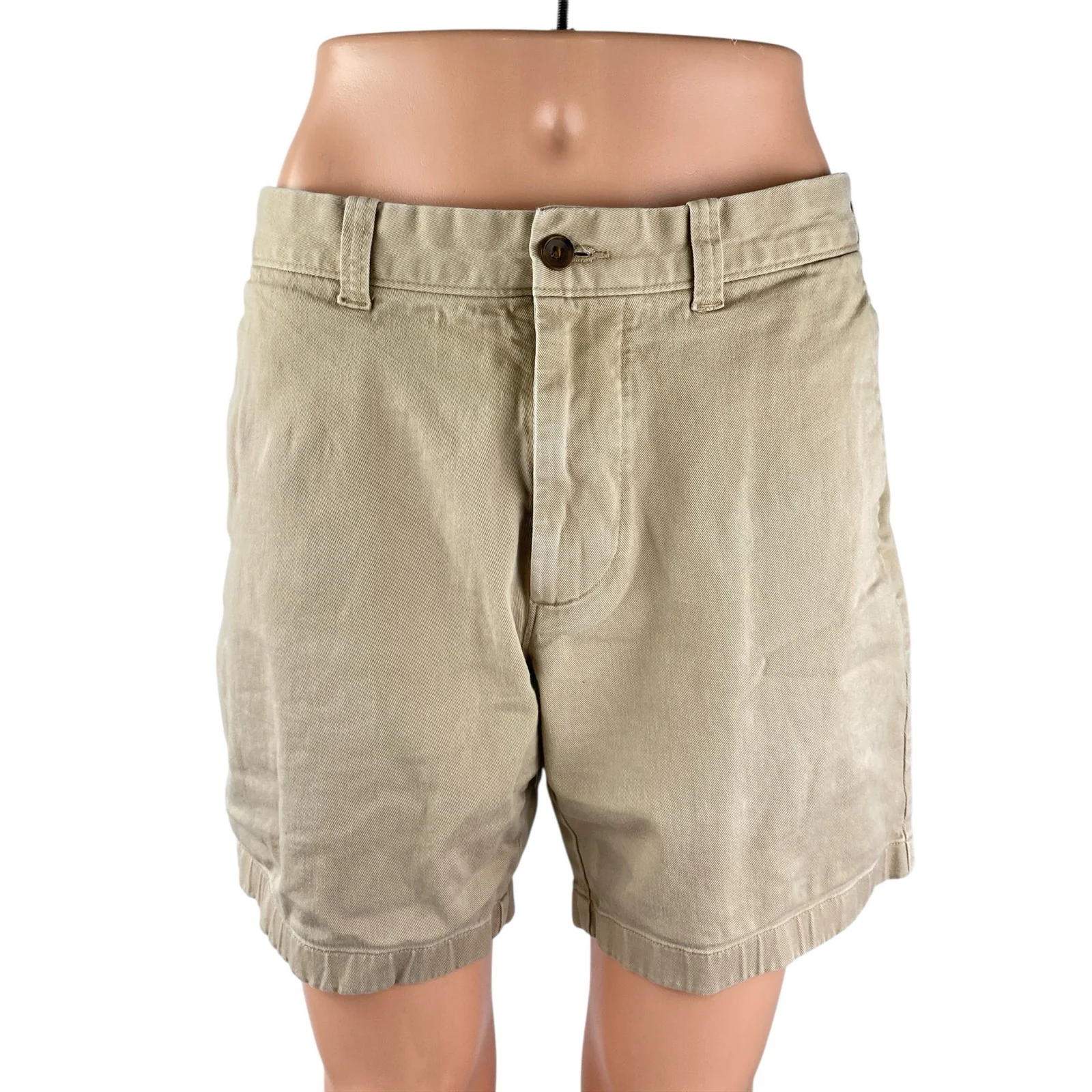 J. Crew Men's Beige Tan High Rise Twill Wide Leg Casual Chino Khaki Shorts Sz 30