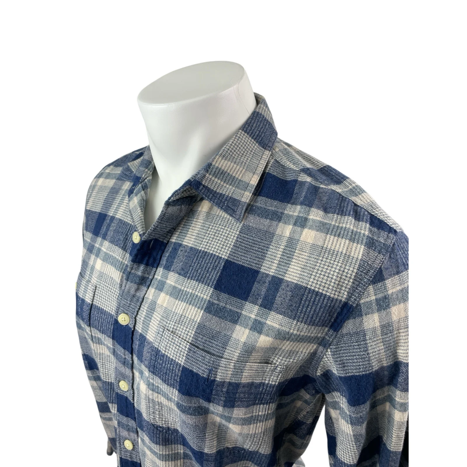 J.Crew Men's Blue Plaid Flannel Slim Fit Long Sleeve Button Down Shirt Top Sz M - Image 2