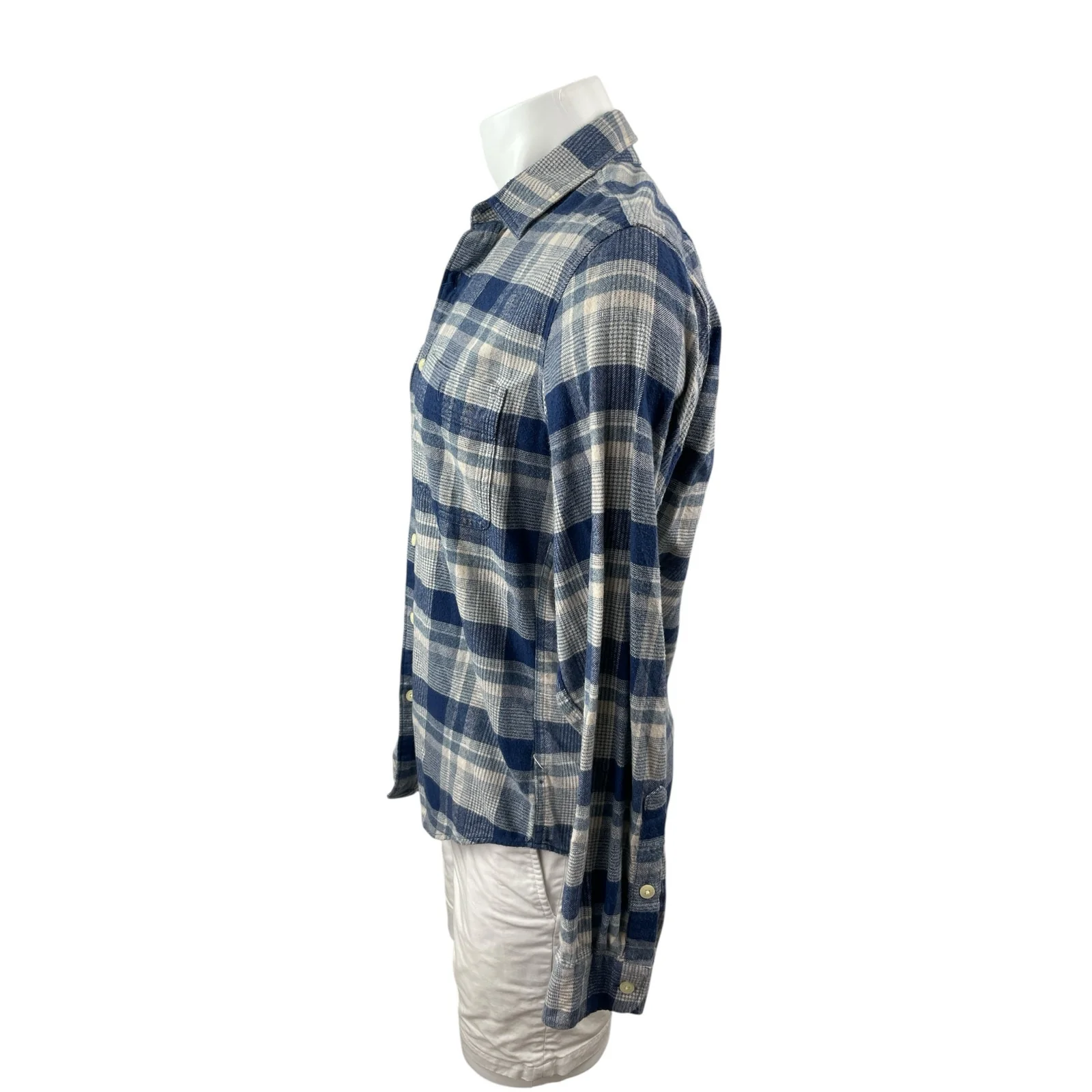 J.Crew Men's Blue Plaid Flannel Slim Fit Long Sleeve Button Down Shirt Top Sz M - Image 3