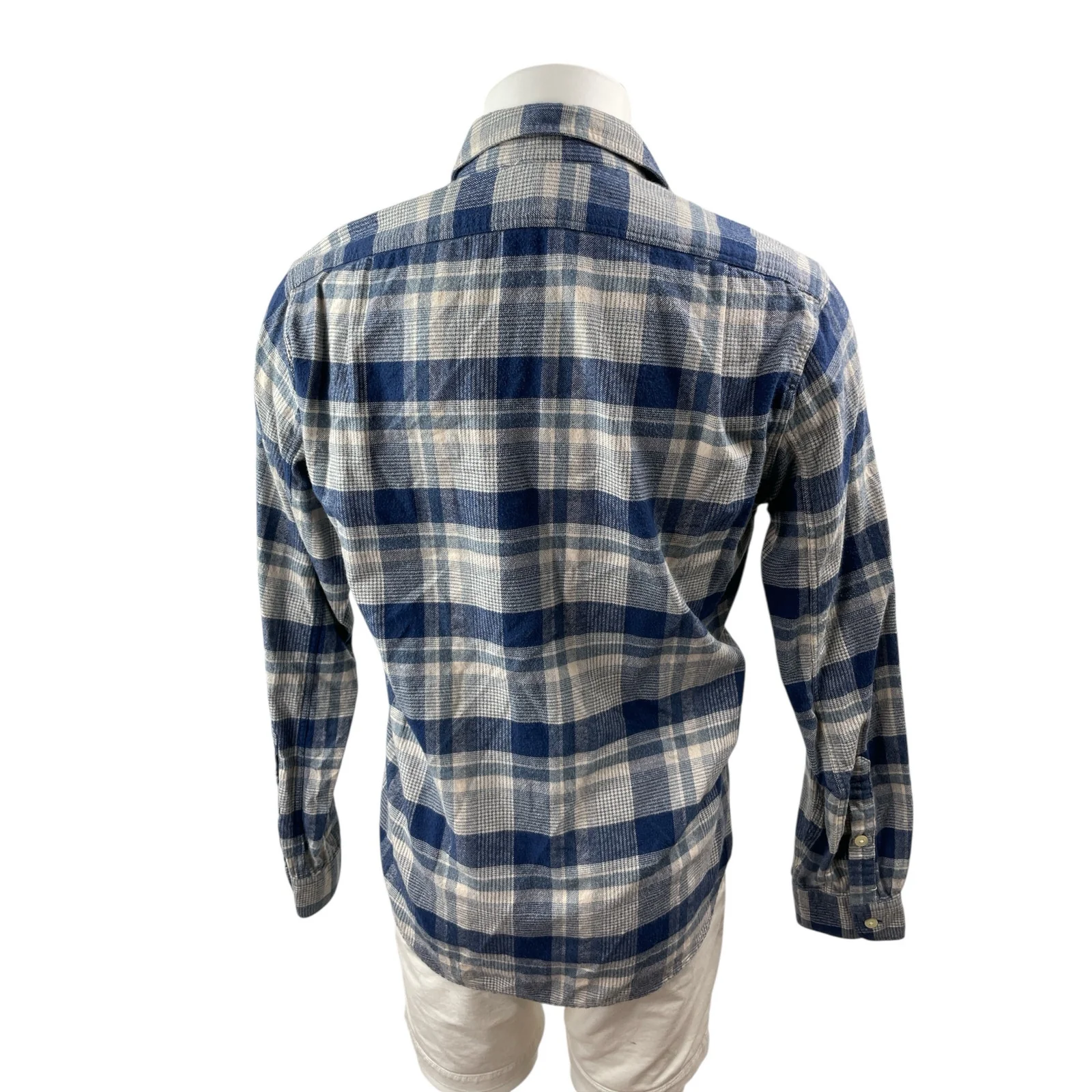 J.Crew Men's Blue Plaid Flannel Slim Fit Long Sleeve Button Down Shirt Top Sz M - Image 4