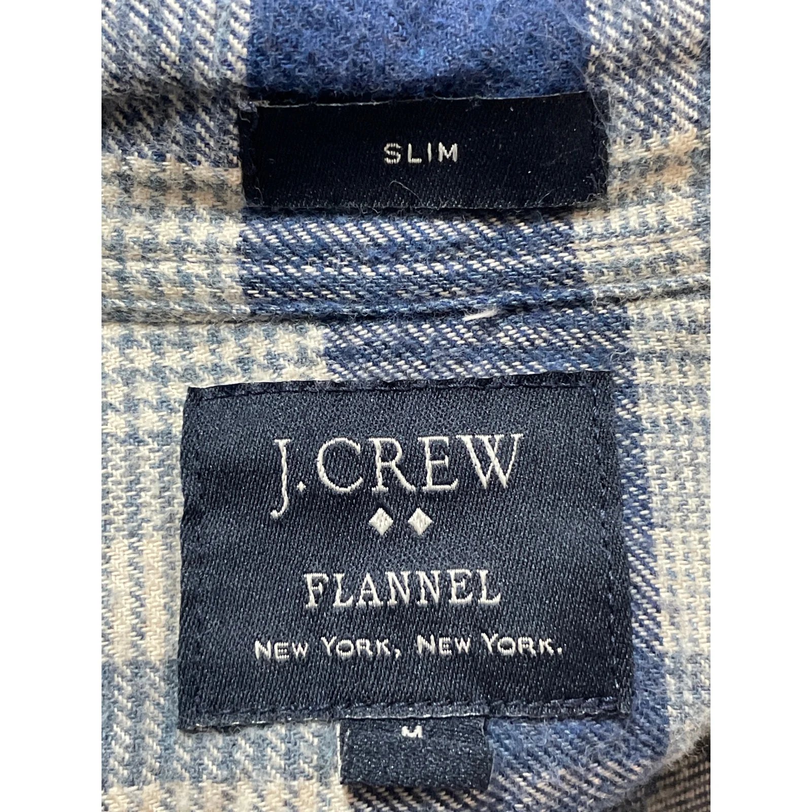 J.Crew Men's Blue Plaid Flannel Slim Fit Long Sleeve Button Down Shirt Top Sz M - Image 5