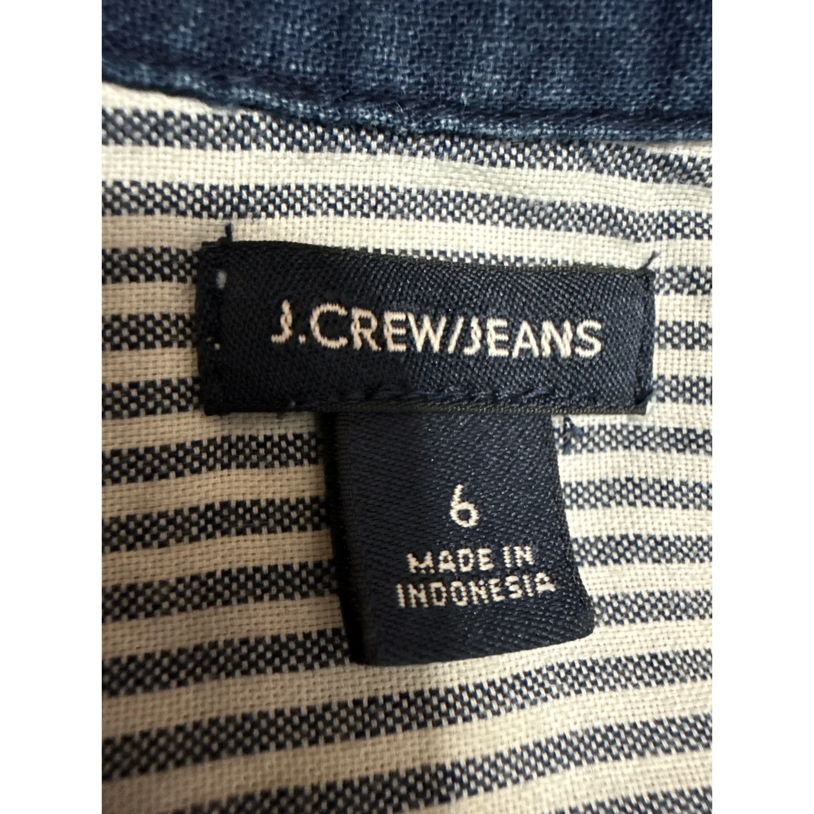 J.Crew Men's Blue White Striped Cotton Long Sleeve Button Down Shirt Top Size 6 - Image 3
