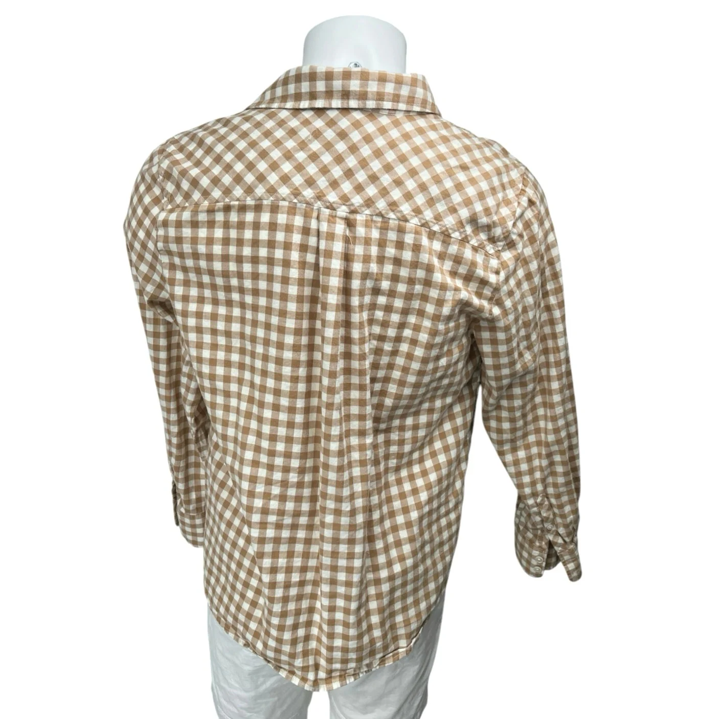 J.Crew Men's Brown White Plaid Check Long Sleeve Button Down Shirt Top Size XL - Image 2