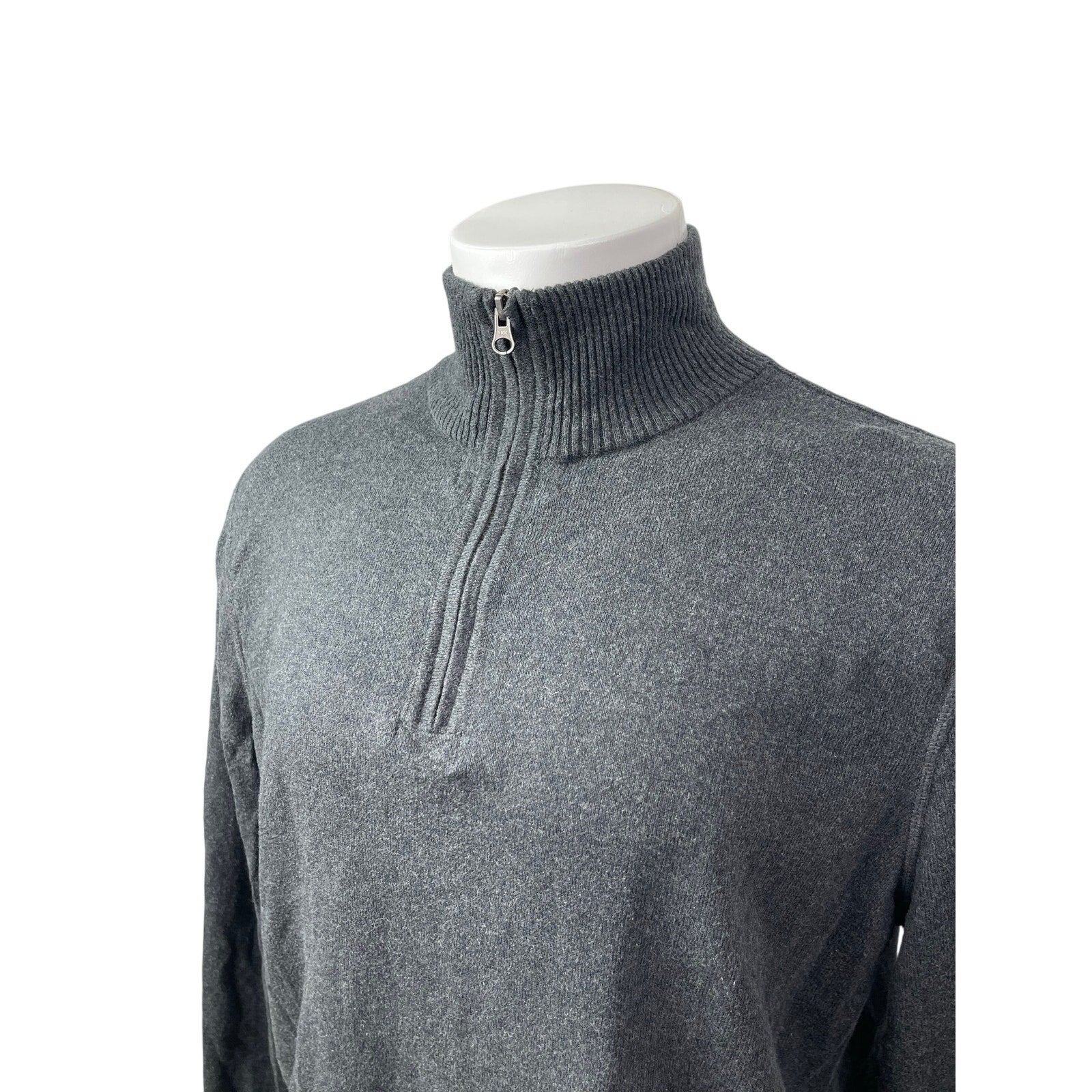 J.Crew Men's Gray Cashmere Quarter Zip Knit Long Sleeve Sweater Top Size XL - Image 3